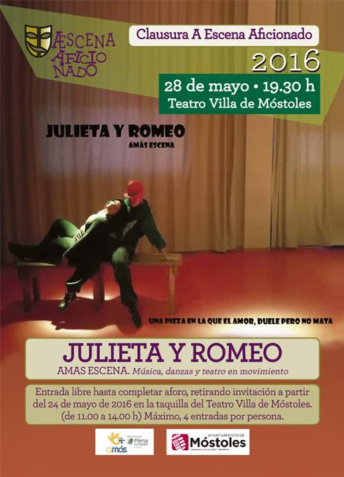AMÁS Escena representa la obra "Julieta y Romeo" el próximo 28 de mayo en el Teatro Villa de Móstoles.