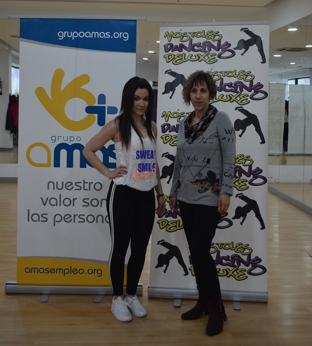 María Ángeles Sancho, Presidenta de Afandem y Gema Moreno, Directora de la Escuela de Baile MDD. Foto: Fundación AMÁS.