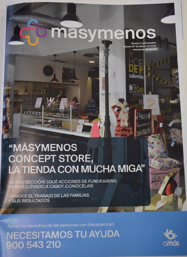 Portada de la revista "masymenos". Foto : Fundación AMÁS.
